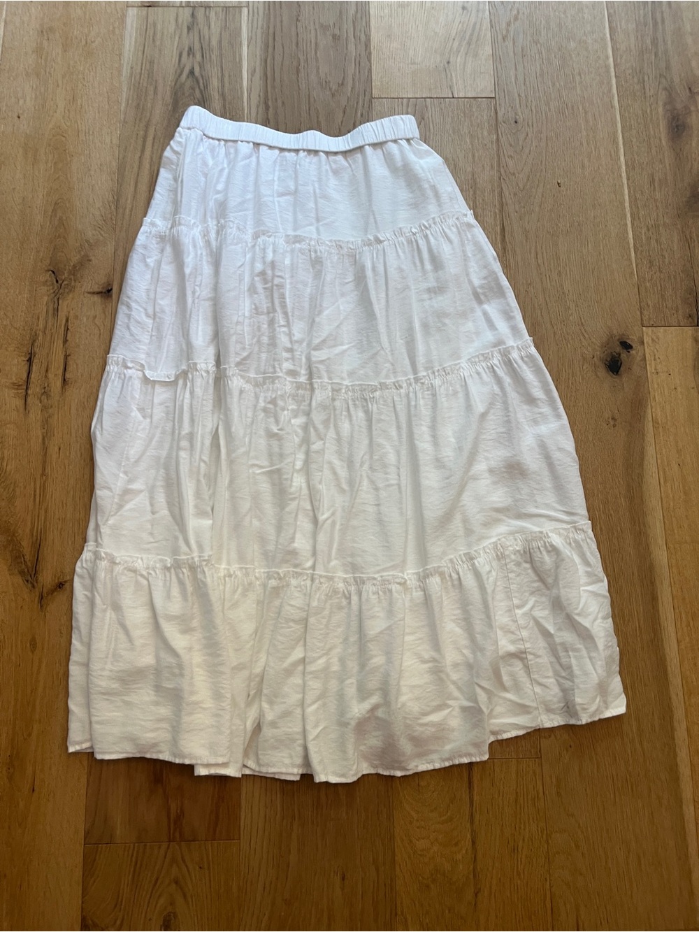 White Tiered Maxi Skirt with Elastic Waist - Unbranded